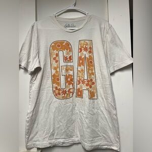 Women's White and Orange Graphic Tee